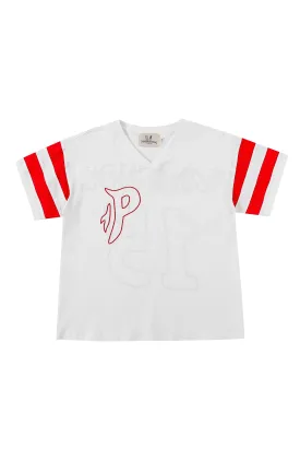 Premium Unisex Embroidered Warhol Art Football T-Shirt by Noah Harmon