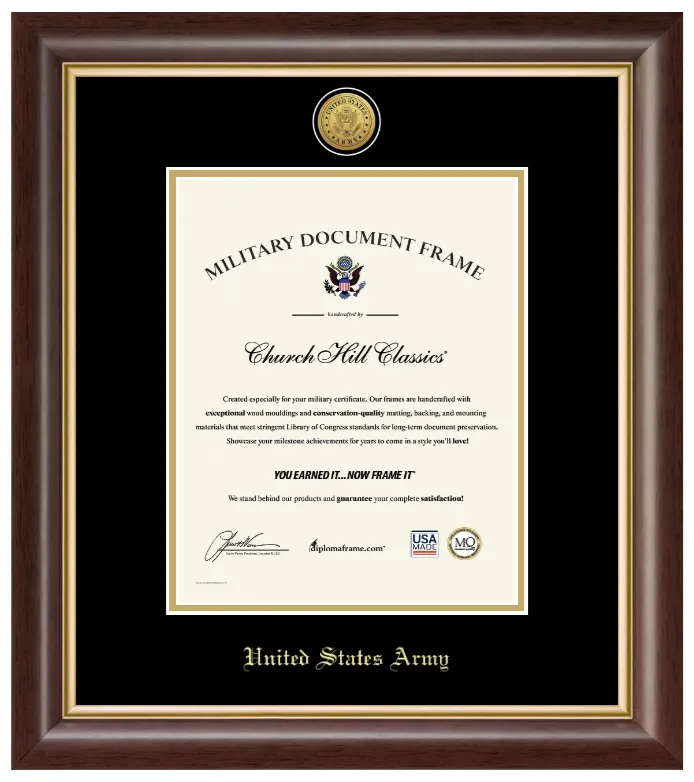 United States Army Gold Engraved Hampshire Certificate Frame (Vertical)*