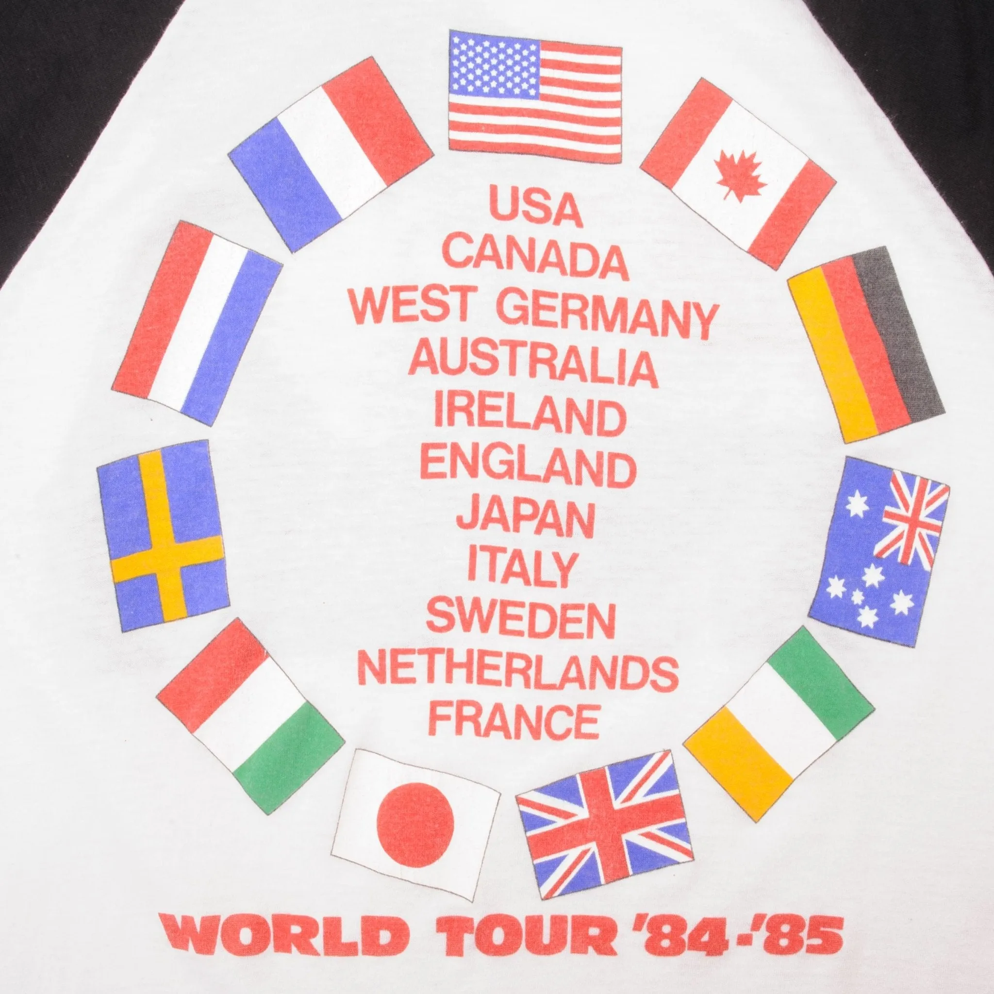 VINTAGE BRUCE SPRINGSTEEN WORLD TOUR 1984 RAGLAN TEE SHIRT SMALL MADE USA