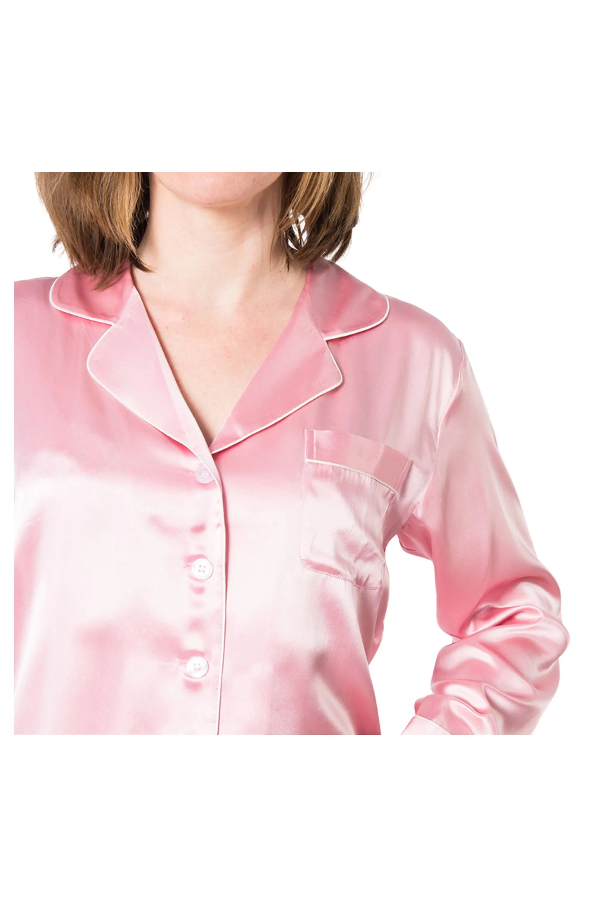 Women's Pink Mulberry Silk Pajama Set
