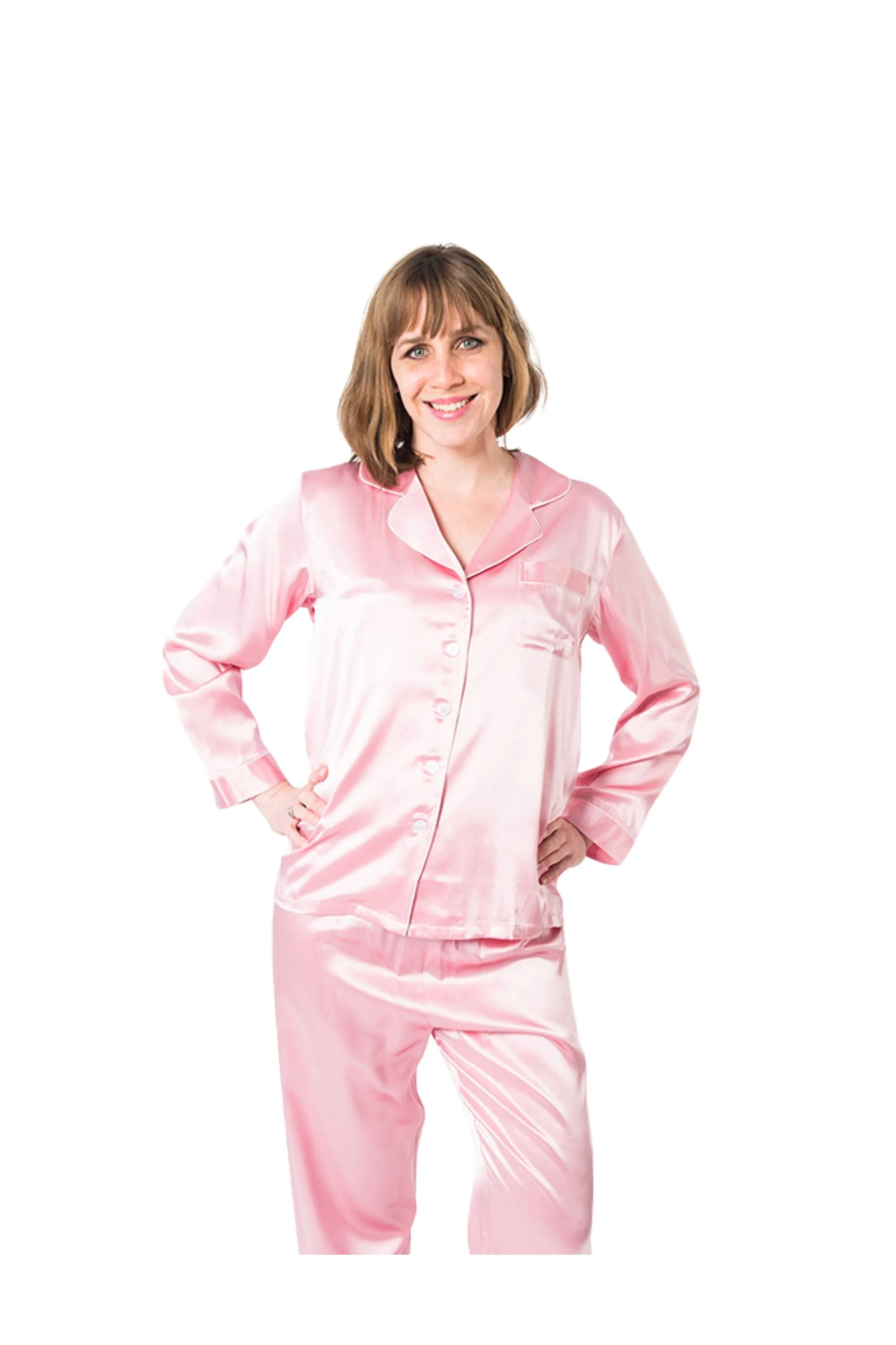 Women's Pink Mulberry Silk Pajama Set