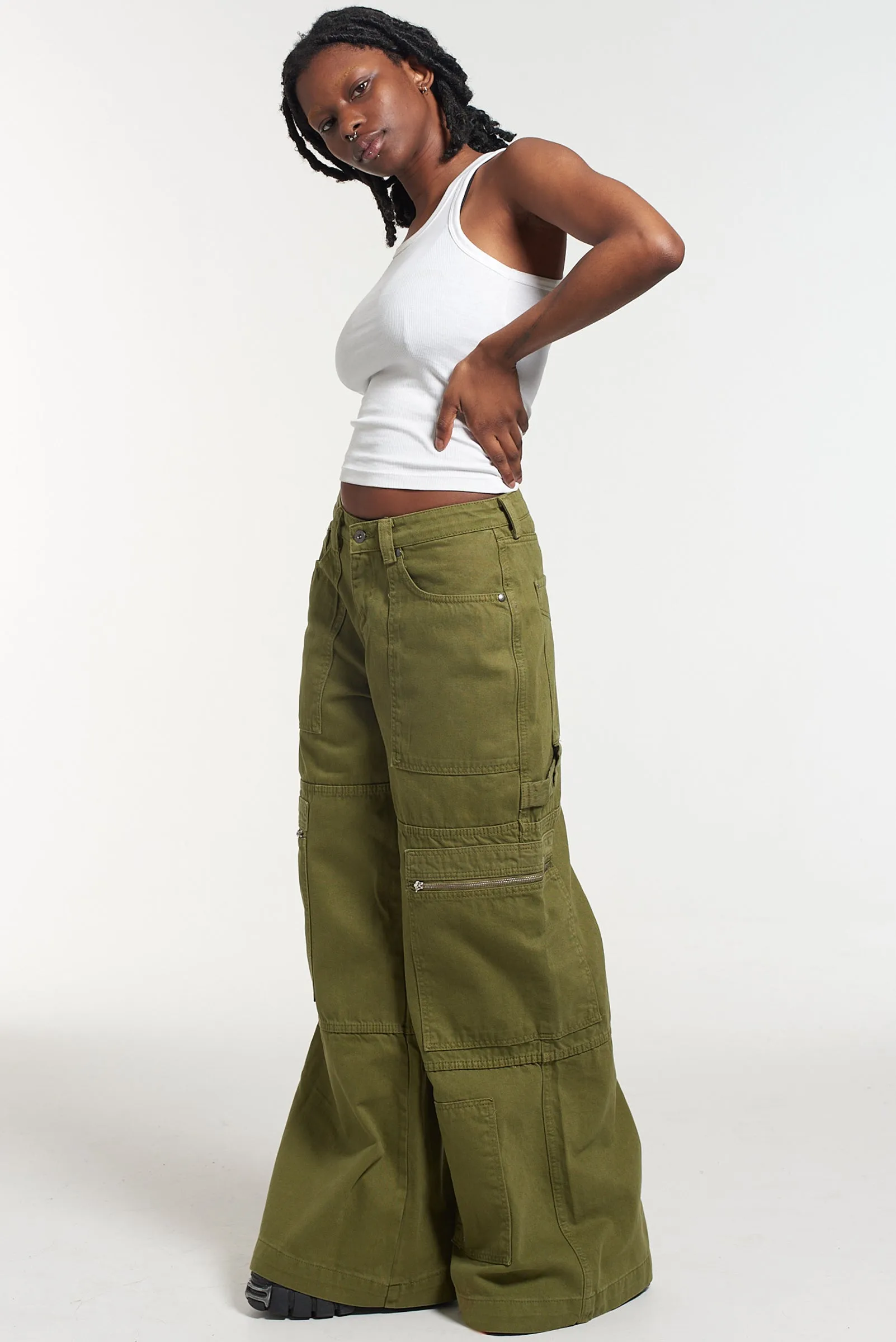 Zip Sweeper Jean - Khaki