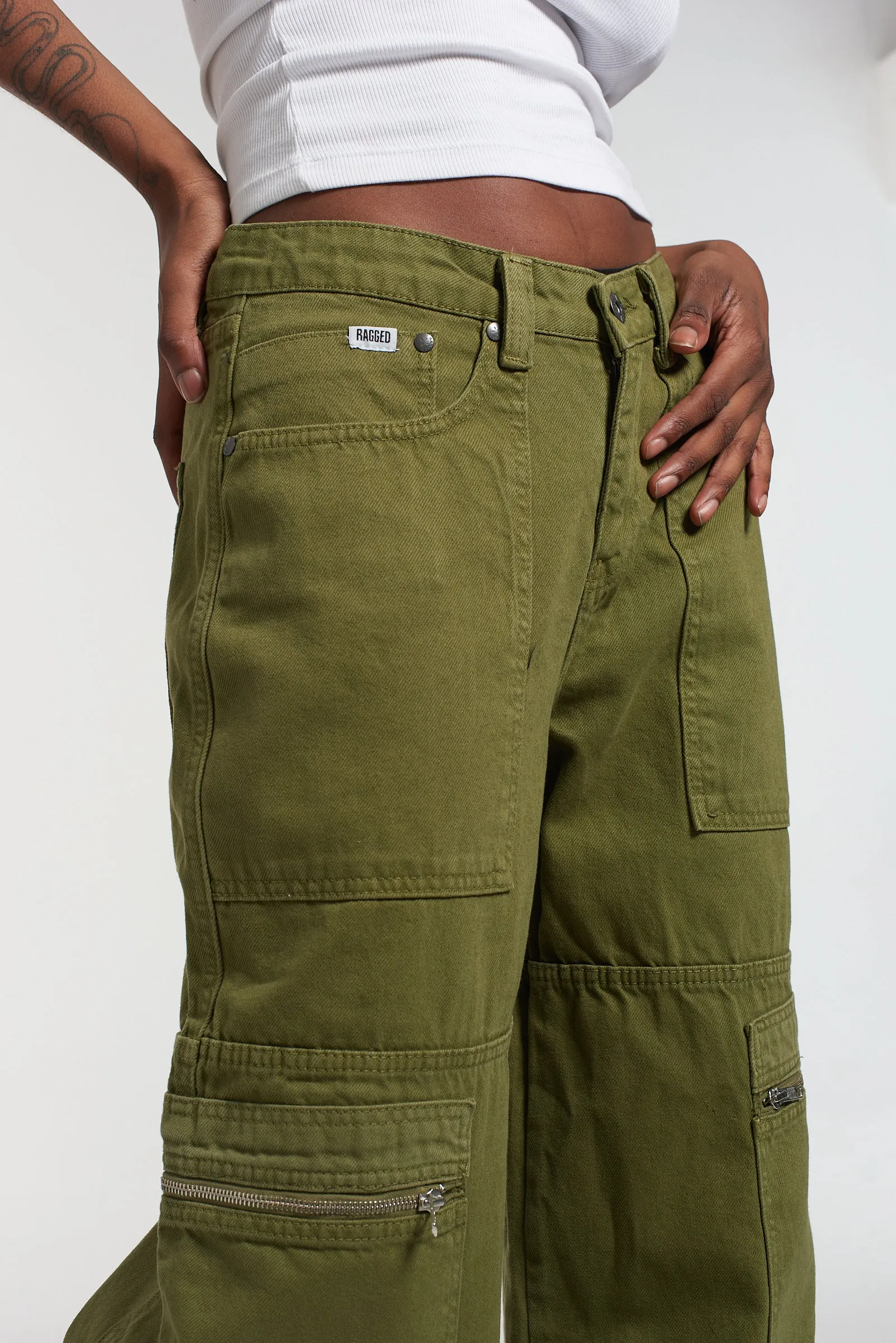 Zip Sweeper Jean - Khaki